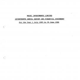 Wai 46_INQ_M066_Maori Investments Limited - Seventeenth Annual Report and Financial Statement - 30 June 1986