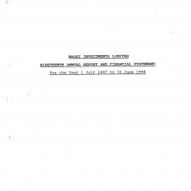 Wai 46_INQ_M068_Maori Investments Limited - Nineteenth Annual Report and Financial Statement - 30 June 1988