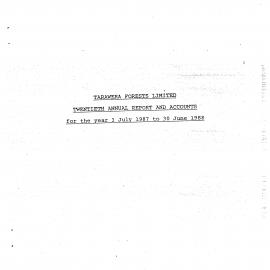 Wai 46_INQ_M099_Tarawera Forests Limited - Twentieth Annual Report and Accounts - 1 July 1987 to 30 June 1988