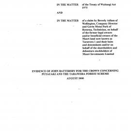 Wai 46_INQ_M111_Evidence of John Battersby for The Crown Cornerning Putauaki & Tarawera Forest - August 2000