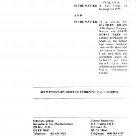 Wai 46_INQ_M114_Supplementary Brief of Evidence of J G Groome
