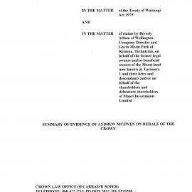 Wai 46_INQ_M117 (b)_Summary of Evidence of Andrew MCEWEN on behalf of The Crown