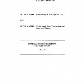 Wai 46_INQ_I003_Memo of Questions for Tom Woods