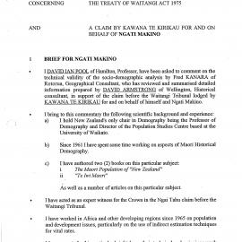 Wai 46_INQ_K006_Brief RE a claim by Kawana Te Kirikau for and behalf of Ngati Makino