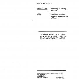 Wai 46_INQ_K007_Evidence of Te Hau Tutua in relation to Te Puehu Chief o Ngati Awa and Ngati Makino