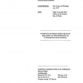 Wai 46_INQ_K011_Evidence of Hirini Moko Mead RE To the response to Tuwharetoa-Ki-Kawerau