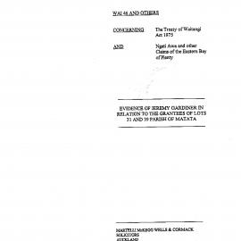 Wai 46_INQ_K012_Evidence of Jeremy Gardiner RE The Gantees of Lots 31 and 39 Parish of Matata