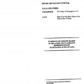 Wai 46_INQ_K013_Evidence of Joseph Mason RE to the claimants Represented by TRONA