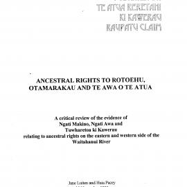 Wai 46_INQ_K014_Critical Review of evidence by Ngati Awa, Ngati Makino, Tuwharetoa K Kawerau RE ancestral rights of Waitahanui River