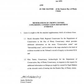 Wai 46_INQ_K016 (b)_Memo of Crown Counsel Concerning Conservation Department Evidence