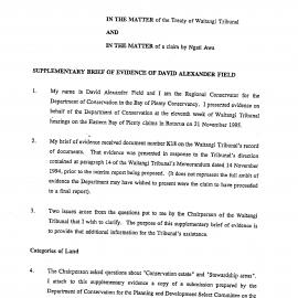 Wai 46_INQ_K018 (a)_Supplementary Brief of Evidence of David Alexander Field