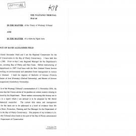 Wai 46_INQ_K018_Brief of Evidence of David Alexander Field