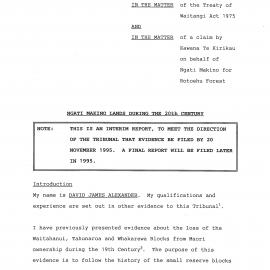 Wai 46_INQ_K022_INTERIM Report by James Alexander RE Ngati Makino and Rotoehu Forest