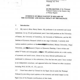 Wai 46_INQ_L001_Evidence of Brian Easton in Regard of The Economic and Social Impact of The Raupatu