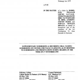 Wai 46_INQ_M002_Supplementary Submissions RE Tuwharetoa Te Atua Reretahi